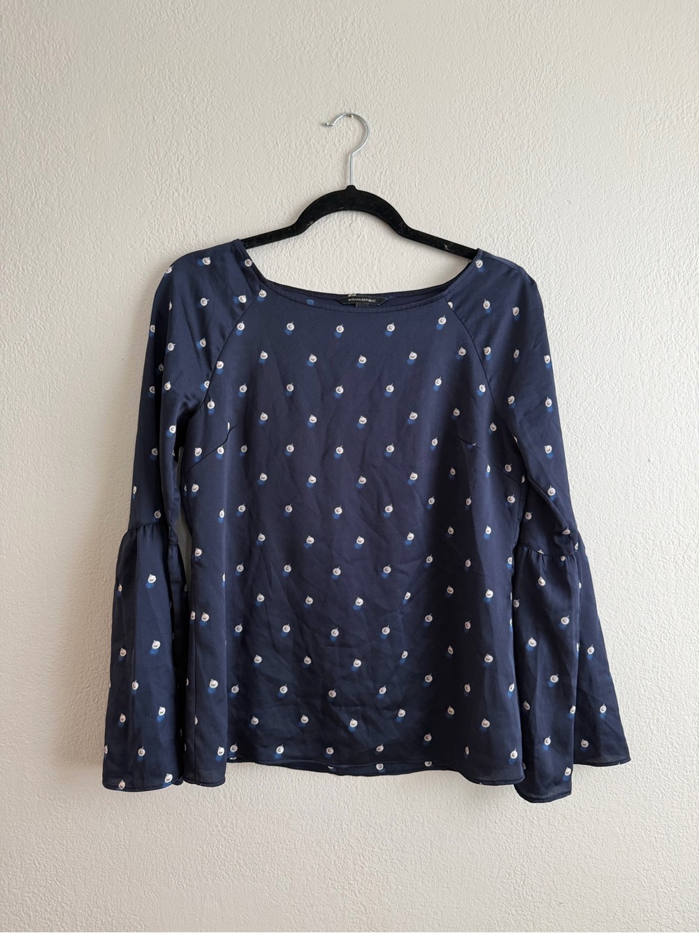 Banana Republic Women’s Navy Dot Bell-Sleeve Top size XS